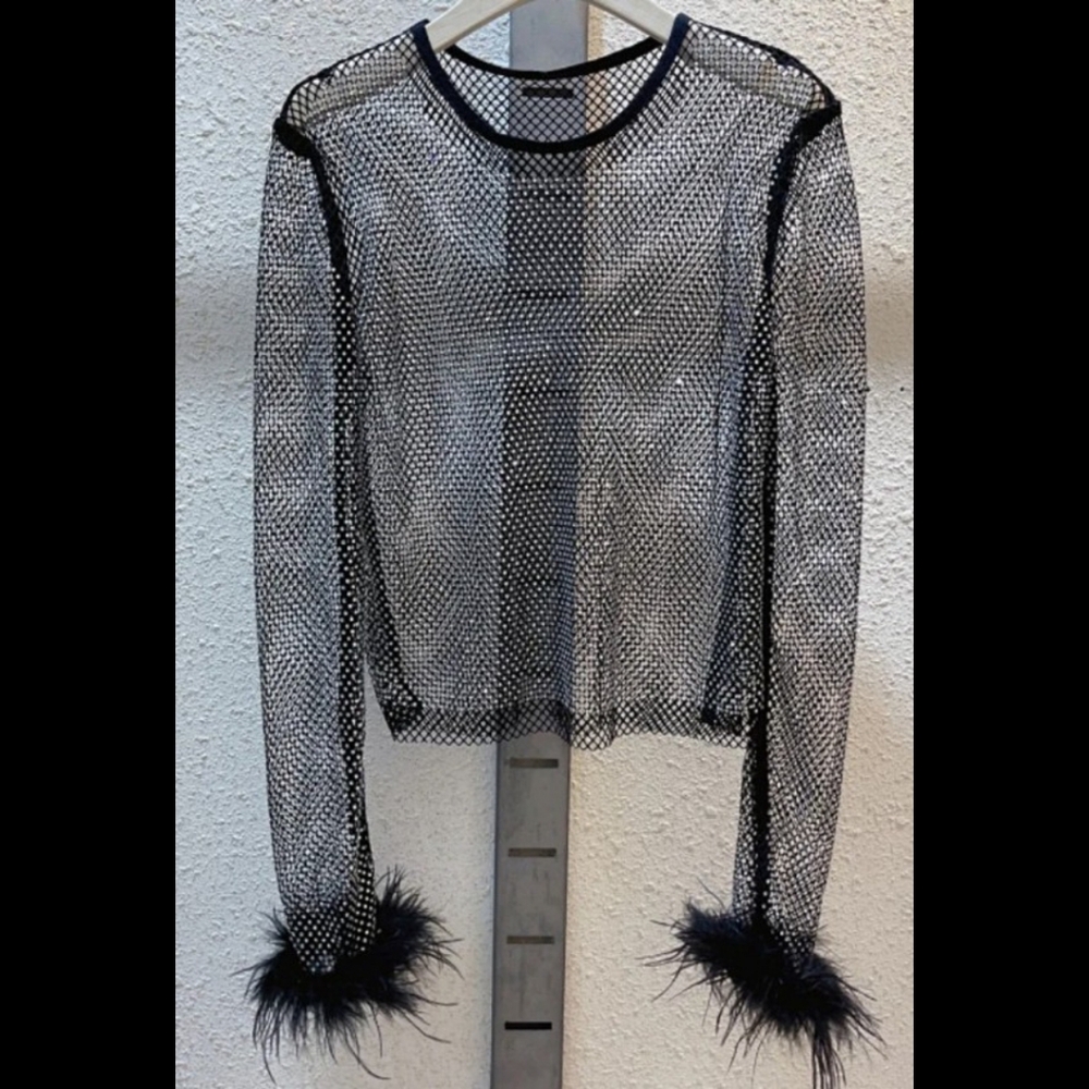 🆕 LISTING!! BNWT GLITTER MESH NET TOP - Picture 3 of 16